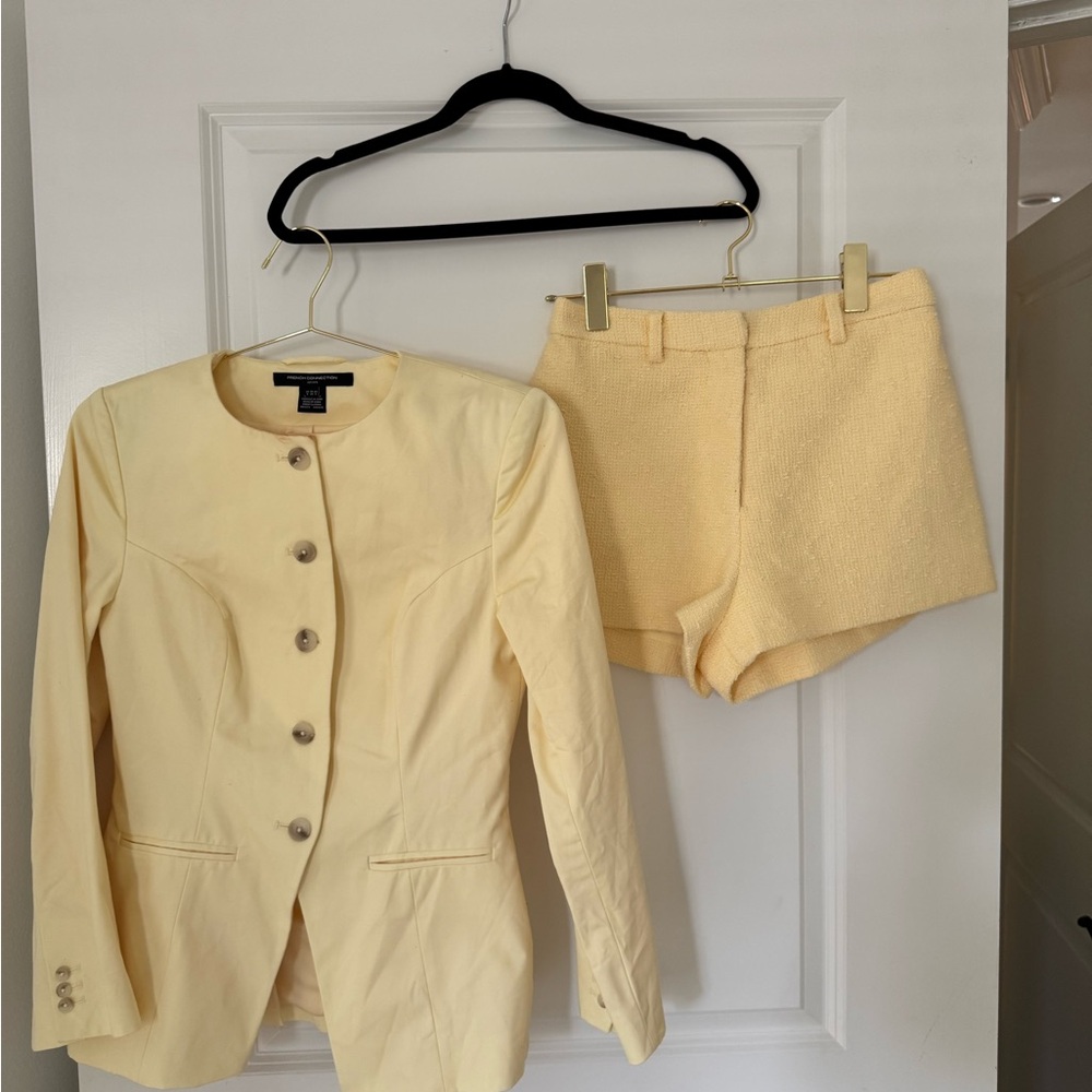 French Connection Cream Blazer and Shorts Set
